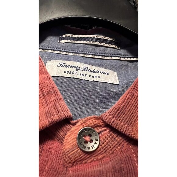 Tommy Bahama Men's Big & Tall 4XB Red Sail Coastline Cord Redwood Check Shirt - Picture 6 of 7